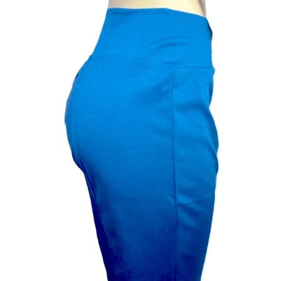 Blue Tapered Ankle Zipper Leggings Pants - Picture 2 of 4